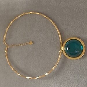 Frasier Sterling Elegant Gold and Teal Pendant Necklace.